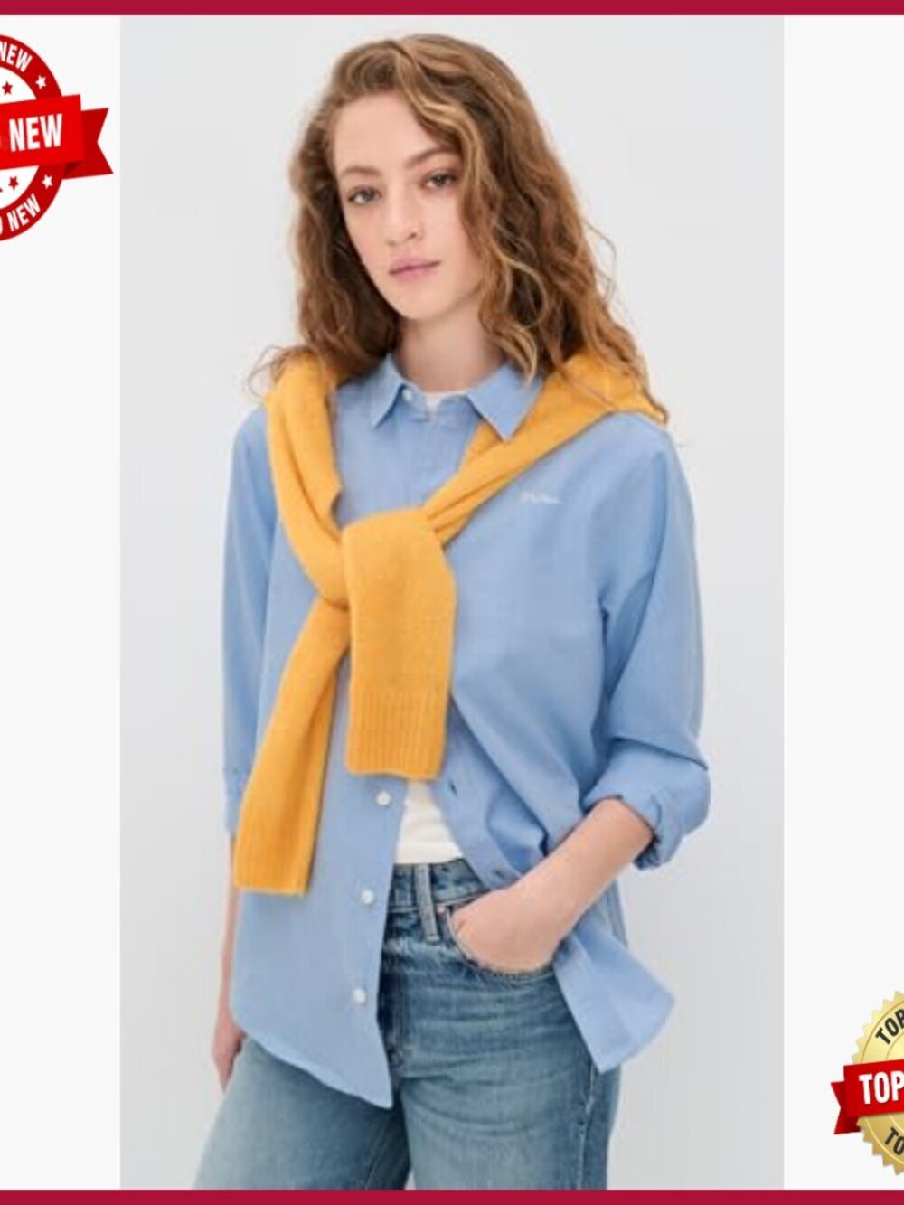 Long Sleeve Button Down Shirt Collared Poplin Cotton Blouse - Picture 2 of 6